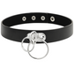 Black choker necklace for women Vegan Leather Coquette bsdm tools - Double Ring