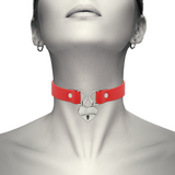 Red choker necklace Collar Coquette Red Vegan Leather Submissive Slave Heart Key