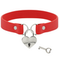 Red choker necklace Collar Coquette Red Vegan Leather Submissive Slave Heart Key