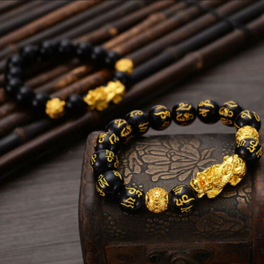 Feng Shui Chinese Bracelet For Men/Women Obsidian Beads Amulet Wealth lucky pixi