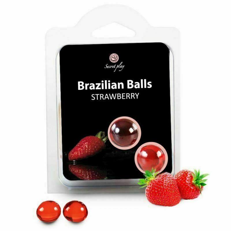 2 Brazilian Balls Strawberry Orgasmic Foreplay Lubricant Flavoured wet play lube