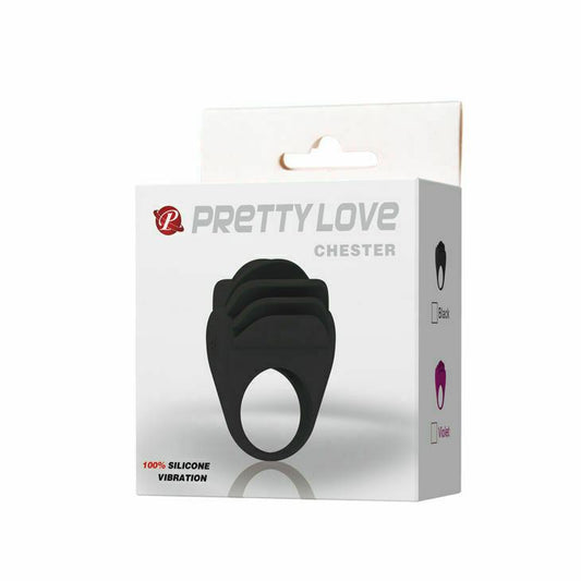 Pretty Love Chester Penis Ring 100% Silicone Vibrations Strong Erections Black