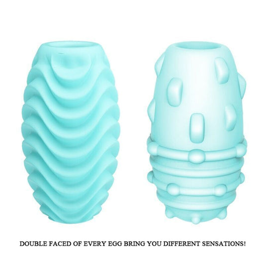 PRETTY LOVE Attractive Double Sided Turquoise Masturbator Egg Sex Toys - Blue